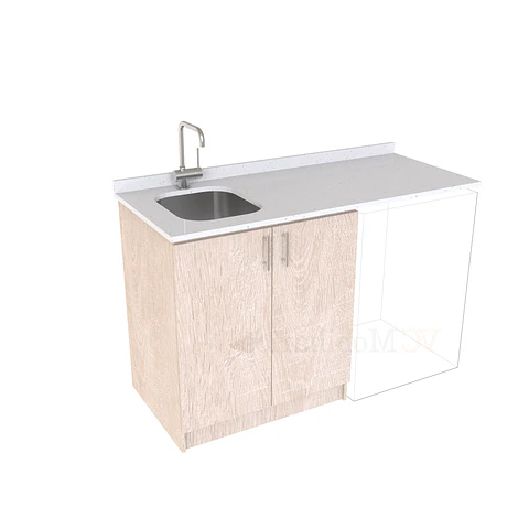 Mueble para logia de 140cm con lavadero y cubierta de cuarzo / M1-1434-MLO / Provenzal