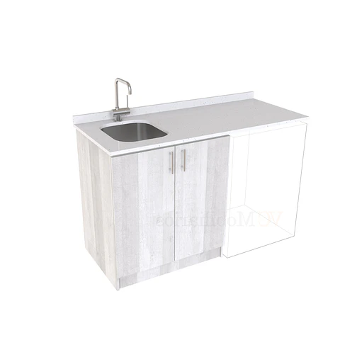 Mueble para logia de 140cm con lavadero y cubierta de cuarzo / M1-1434-MLO / Legno