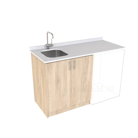Mueble para logia de 140cm con lavadero y cubierta de cuarzo / M1-1434-MLO / Jerez