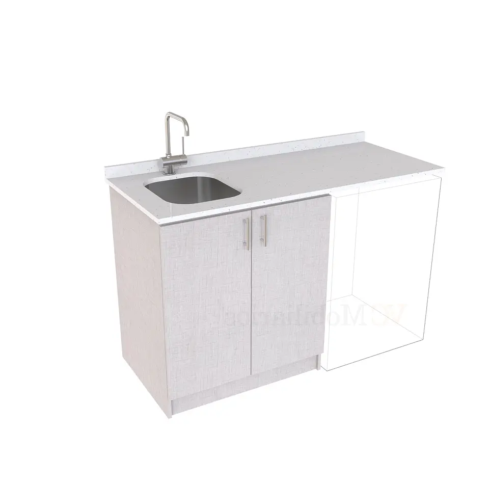 Mueble para logia de 140cm con lavadero y cubierta de cuarzo / M1-1434-MLO / Giorno 1