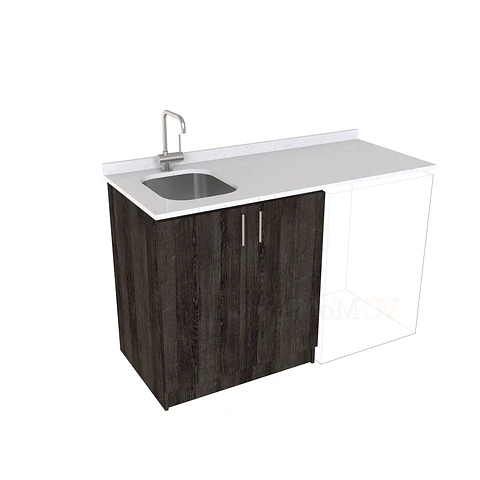 Mueble para logia de 140cm con lavadero y cubierta de cuarzo / M1-1434-MLO / Espresso