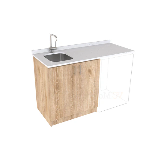 Mueble para logia de 140cm con lavadero y cubierta de cuarzo / M1-1434-MLO / Cava