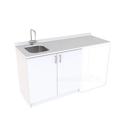 Mueble para logia de 160cm con lavadero y cubierta de cuarzo / M1-1634-MLO / Blanco
