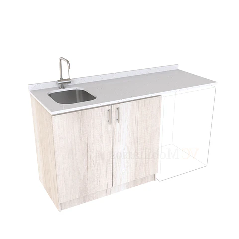 Mueble para logia de 160cm con lavadero y cubierta de cuarzo / M1-1634-MLO / Toscana