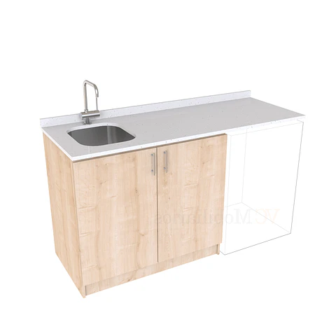 Mueble para logia de 160cm con lavadero y cubierta de cuarzo / M1-1634-MLO / Rustico