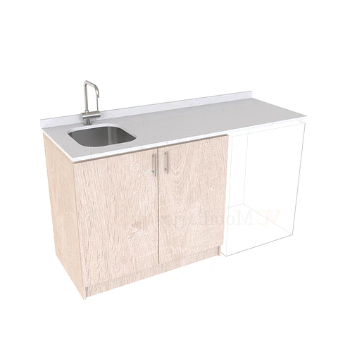 Mueble para logia de 160cm con lavadero y cubierta de cuarzo / M1-1634-MLO / Provenzal