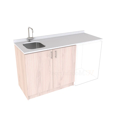 Mueble para logia de 160cm con lavadero y cubierta de cuarzo / M1-1634-MLO / Nougat