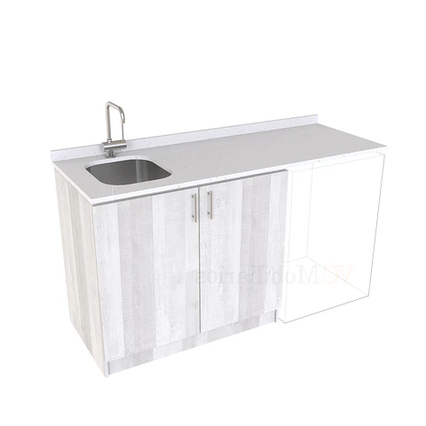 Mueble para logia de 160cm con lavadero y cubierta de cuarzo / M1-1634-MLO / Legno