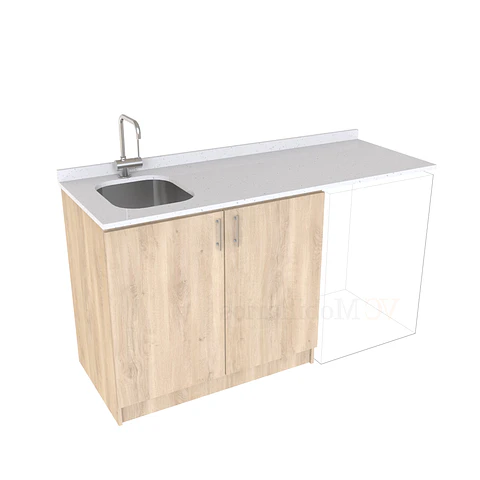 Mueble para logia de 160cm con lavadero y cubierta de cuarzo / M1-1634-MLO / Jerez