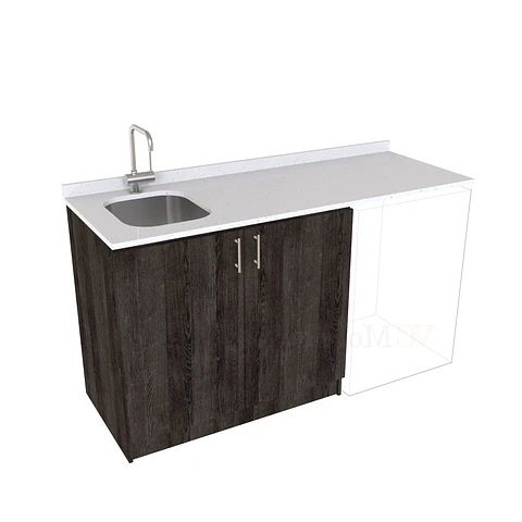 Mueble para logia de 160cm con lavadero y cubierta de cuarzo / M1-1634-MLO / Espresso