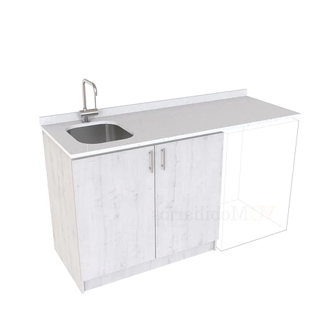Mueble para logia de 160cm con lavadero y cubierta de cuarzo / M1-1634-MLO / Alaska
