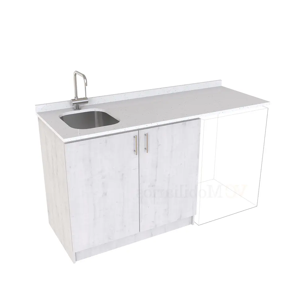 Mueble para logia de 160cm con lavadero y cubierta de cuarzo / M1-1634-MLO / Alaska 1