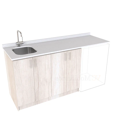 Mueble para logia de 180cm con lavadero y cubierta de cuarzo / M1-1834-MLO / Toscana