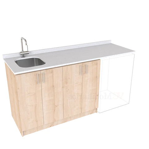 Mueble para logia de 180cm con lavadero y cubierta de cuarzo / M1-1834-MLO / Rustico