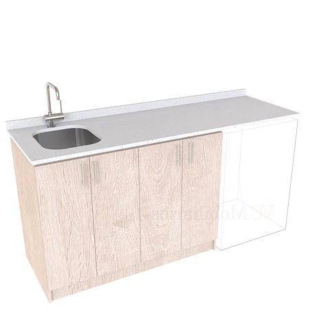 Mueble para logia de 180cm con lavadero y cubierta de cuarzo / M1-1834-MLO / Provenzal
