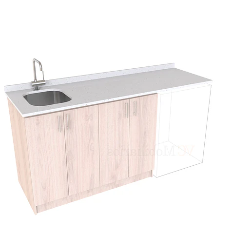 Mueble para logia de 180cm con lavadero y cubierta de cuarzo / M1-1834-MLO / Nougat