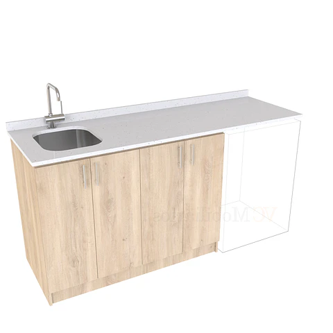 Mueble para logia de 180cm con lavadero y cubierta de cuarzo / M1-1834-MLO / Jerez