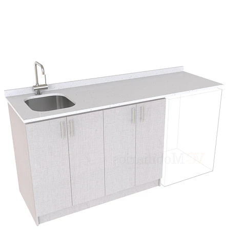 Mueble para logia de 180cm con lavadero y cubierta de cuarzo / M1-1834-MLO / Giorno
