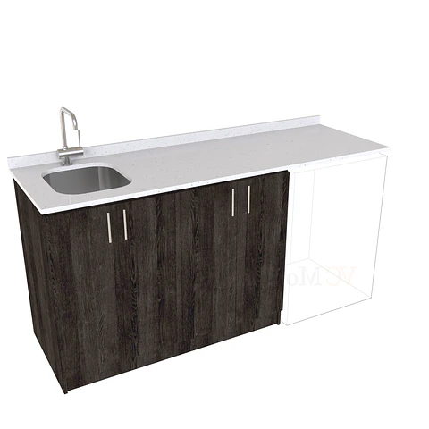 Mueble para logia de 180cm con lavadero y cubierta de cuarzo / M1-1834-MLO / Espresso