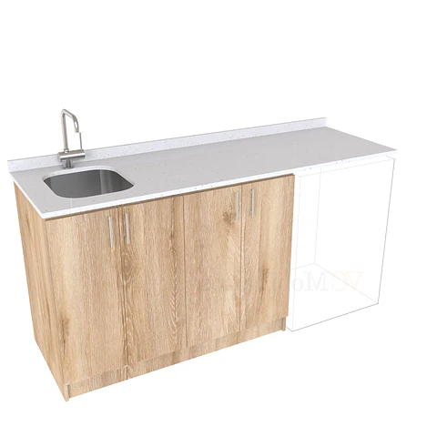Mueble para logia de 180cm con lavadero y cubierta de cuarzo / M1-1834-MLO / Cava