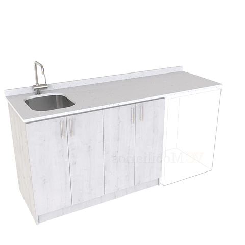 Mueble para logia de 180cm con lavadero y cubierta de cuarzo / M1-1834-MLO /  Alaska