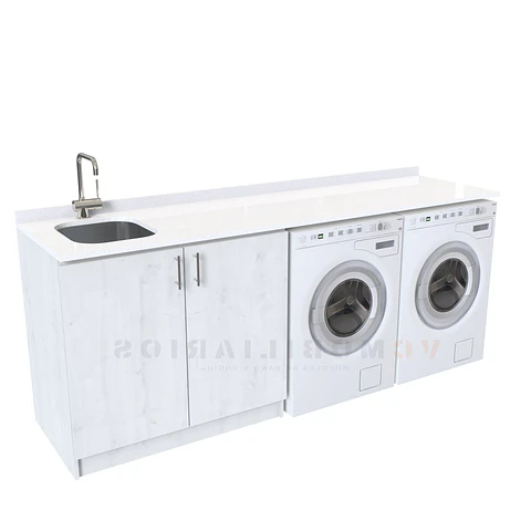 Mueble para logia de 200cm con lavadero y cubierta de cuarzo / M1-2030-MLO / Alaska