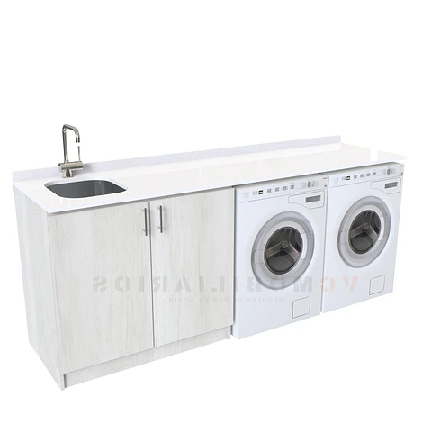 Mueble para logia de 200cm con lavadero y cubierta de cuarzo / M1-2030-MLO / Toscana