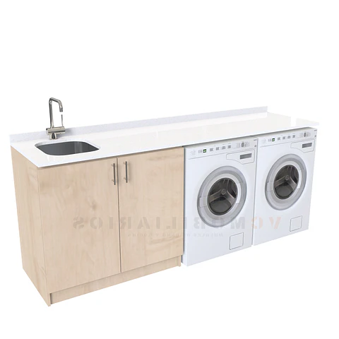 Mueble para logia de 200cm con lavadero y cubierta de cuarzo / M1-2030-MLO / Rustico
