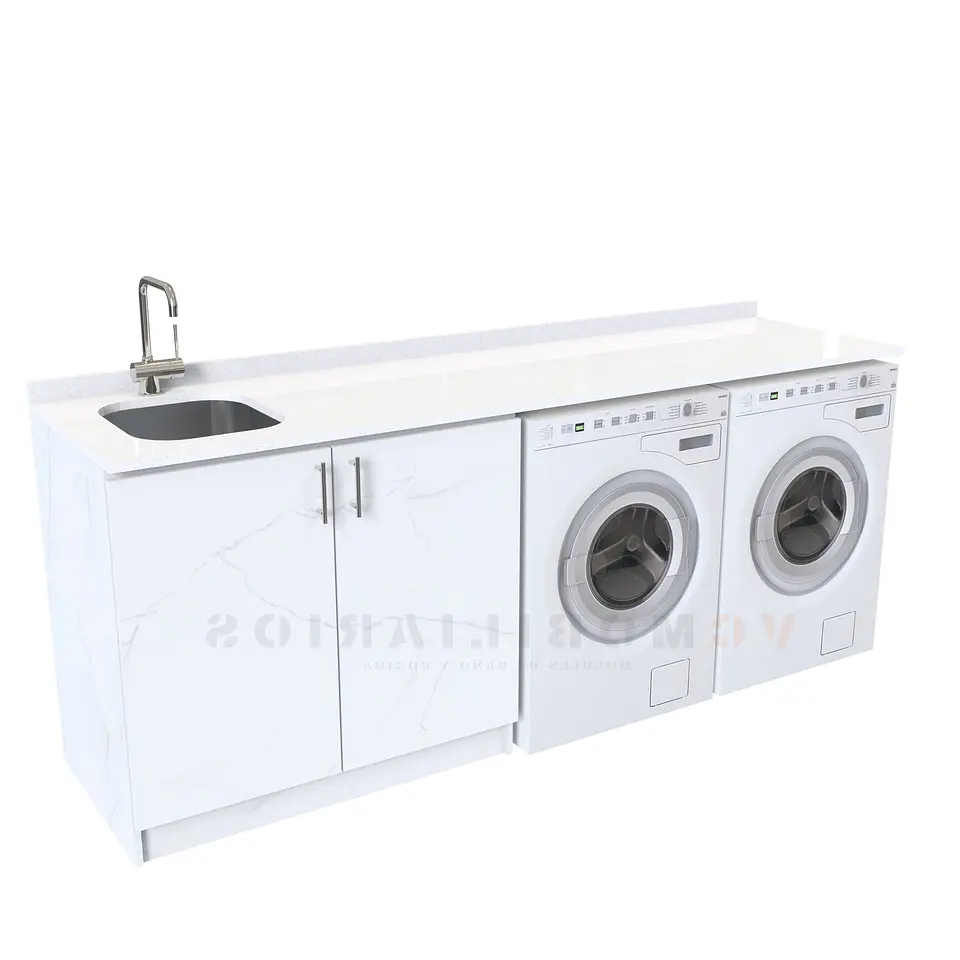 Mueble para logia de 200cm con lavadero y cubierta de cuarzo / M1-2030-MLO / Marmara 1