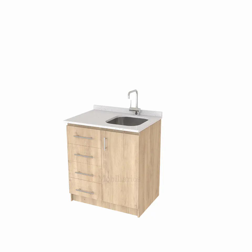 Mueble lavaplatos Simple de 80 cm / Cuarzo blanco galaxys / Izquierdo / Jerez 1