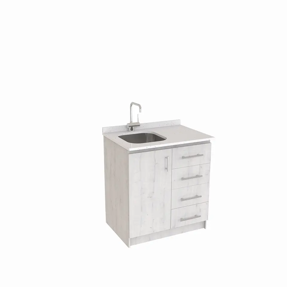 Mueble lavaplatos Simple de 80 cm / Cuarzo blanco galaxys / Derecho / Alaska 1