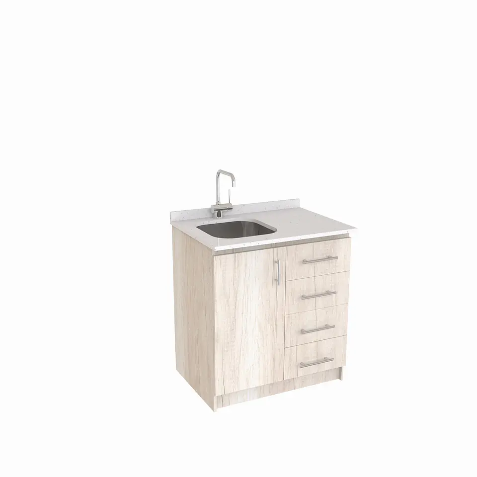 Mueble lavaplatos Simple de 80 cm / Cuarzo blanco galaxys / Derecho / Toscana 1