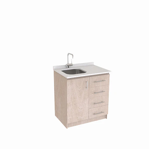 Mueble lavaplatos Simple de 80 cm / Cuarzo blanco galaxys / Derecho / Provenzal