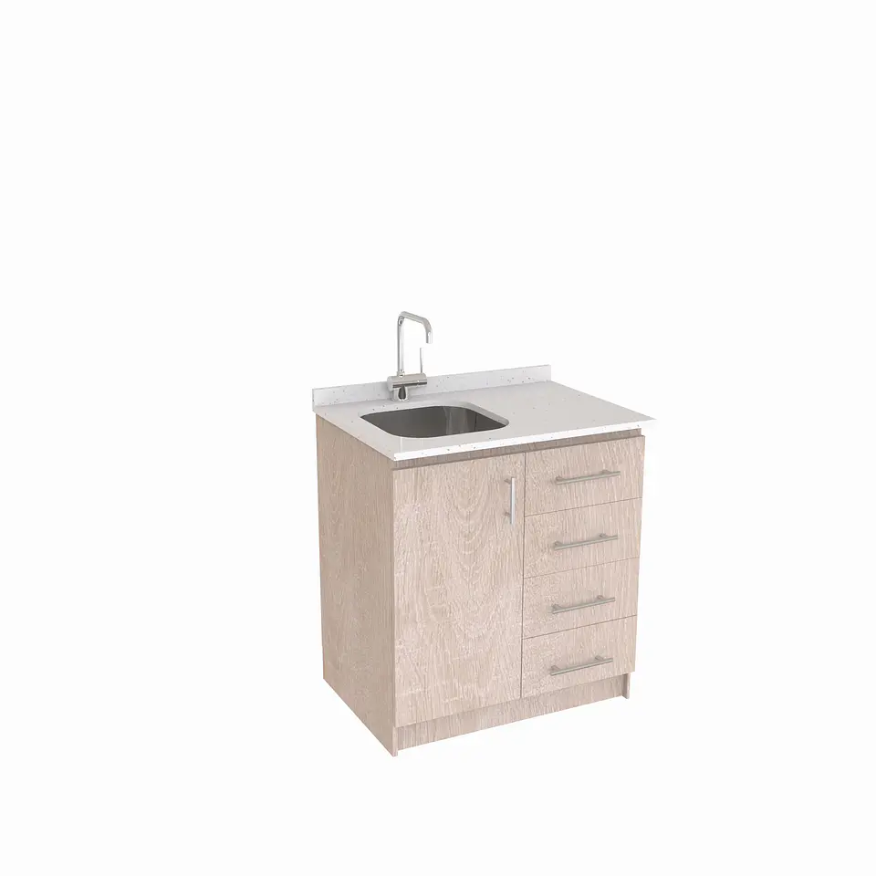 Mueble lavaplatos Simple de 80 cm / Cuarzo blanco galaxys / Derecho / Provenzal 1