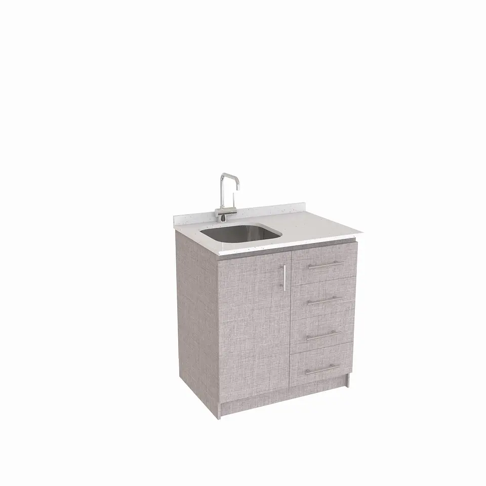 Mueble lavaplatos Simple de 80 cm / Cuarzo blanco galaxys / Derecho / Notte 1