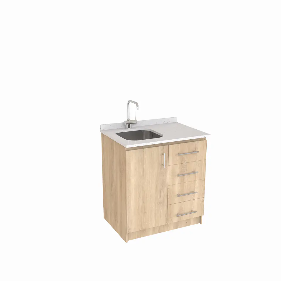 Mueble lavaplatos Simple de 80 cm / Cuarzo blanco galaxys / Derecho / Jerez 1
