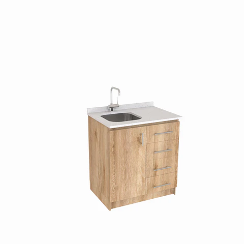 Mueble lavaplatos Simple de 80 cm / Cuarzo blanco galaxys / Derecho / Cava