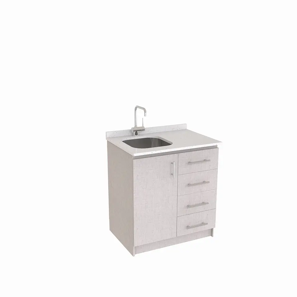 Mueble lavaplatos Simple de 90 cm / Cuarzo blanco galaxys / Derecho / Giorno 1