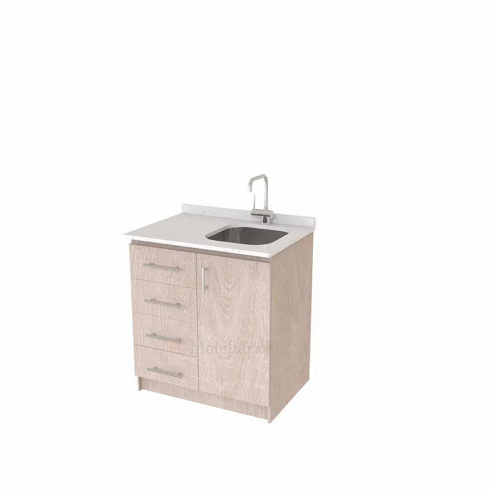 Mueble lavaplatos Simple de 90 cm / Cuarzo blanco galaxys / Izquierdo / Provenzal 1