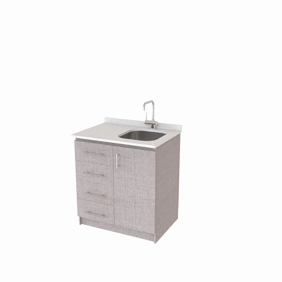 Mueble lavaplatos Simple de 90 cm / Cuarzo blanco galaxys / Izquierdo / Notte 1