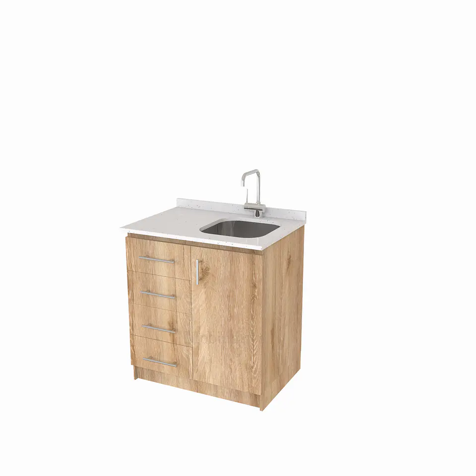 Mueble lavaplatos Simple de 90 cm / Cuarzo blanco galaxys / Izquierdo / Cava 1