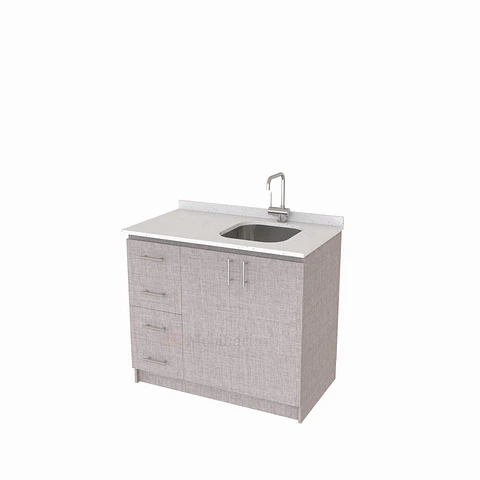 Mueble lavaplatos Simple de 100 cm / Cuarzo blanco galaxys / izquierdo / Notte