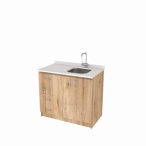 Mueble lavaplatos Simple de 100 cm / Cuarzo blanco galaxys / izquierdo / Cava