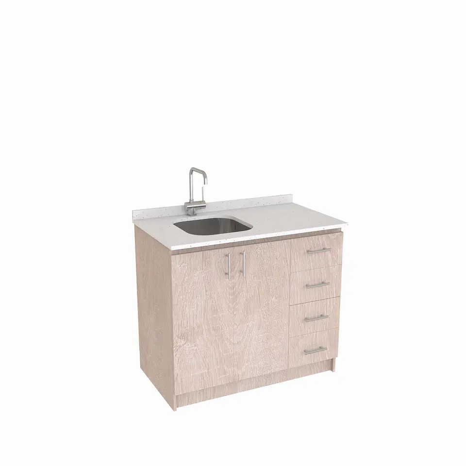 Mueble lavaplatos Simple de 100 cm / Cuarzo blanco galaxys / derecho / Provenzal 1