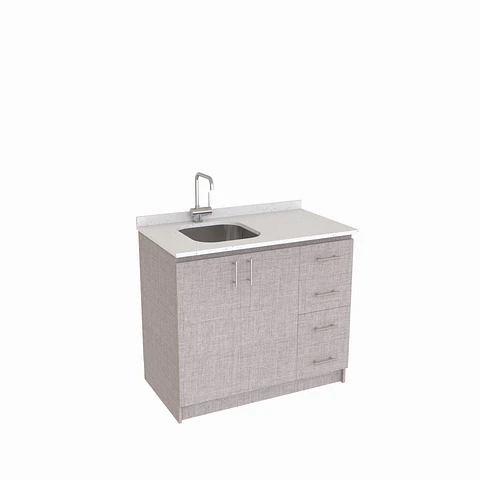 Mueble lavaplatos Simple de 100 cm / Cuarzo blanco galaxys / derecho / Notte