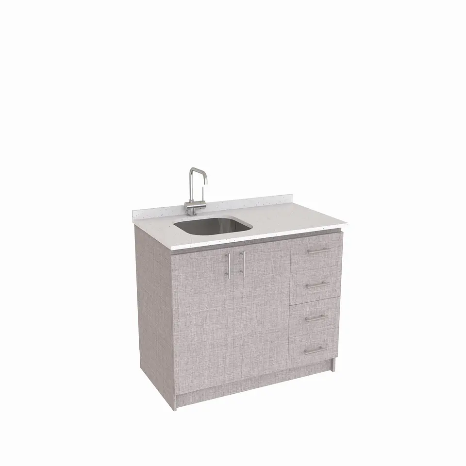 Mueble lavaplatos Simple de 100 cm / Cuarzo blanco galaxys / derecho / Notte 1