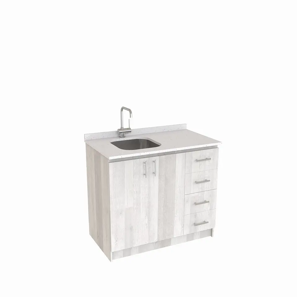 Mueble lavaplatos Simple de 100 cm / Cuarzo blanco galaxys / derecho / Legno 1