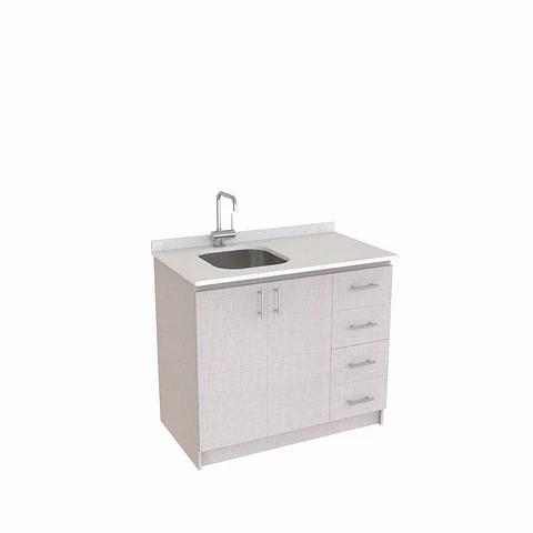 Mueble lavaplatos Simple de 100 cm / Cuarzo blanco galaxys / derecho / Giorno