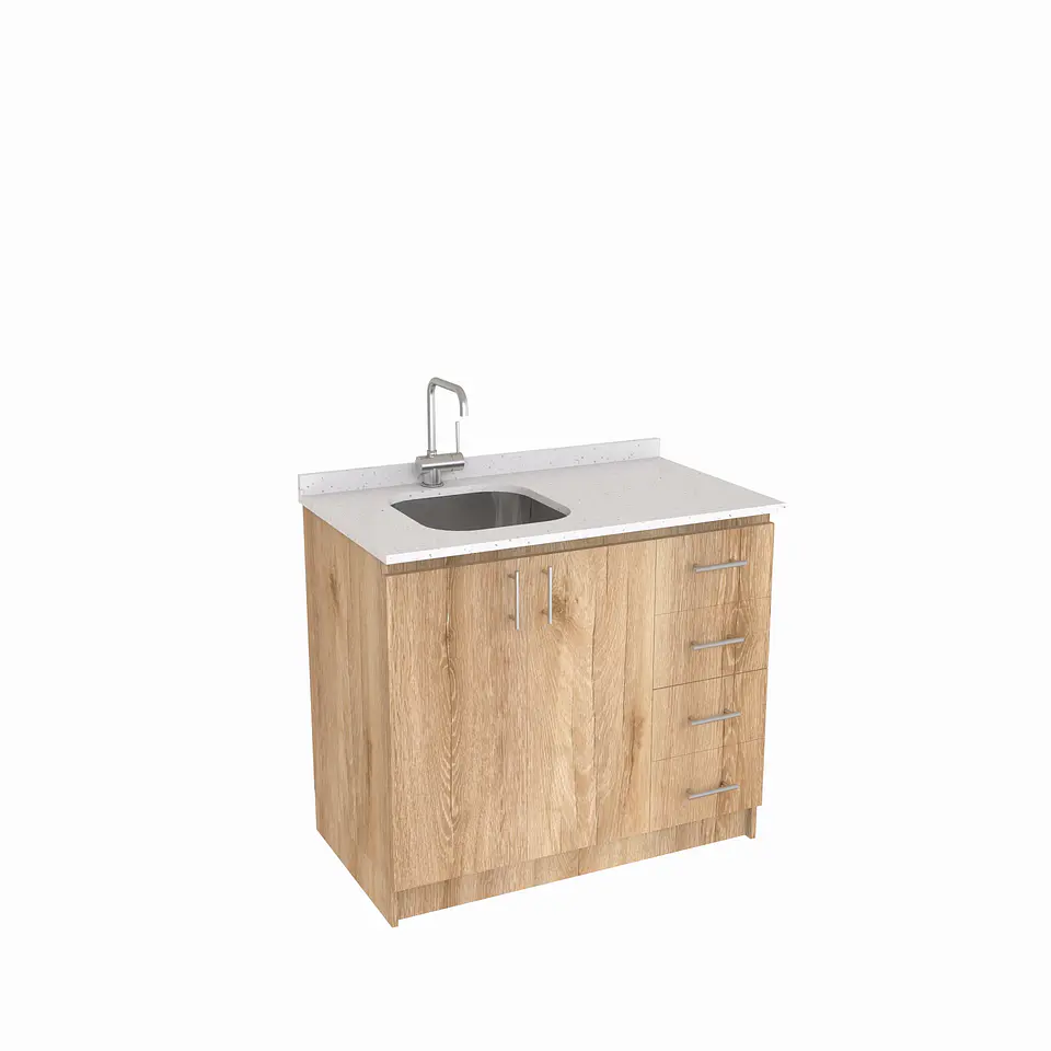 Mueble lavaplatos Simple de 100 cm / Cuarzo blanco galaxys / derecho / Cava 1