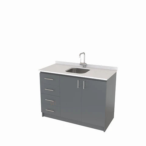 Mueble lavaplatos simple de 120 cm / MLS-1220-SC / centrado / Grafito